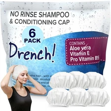 Drench No Water Rinse Free Shampoo Caps 6 packs - 1 Count (Pack of 6) 