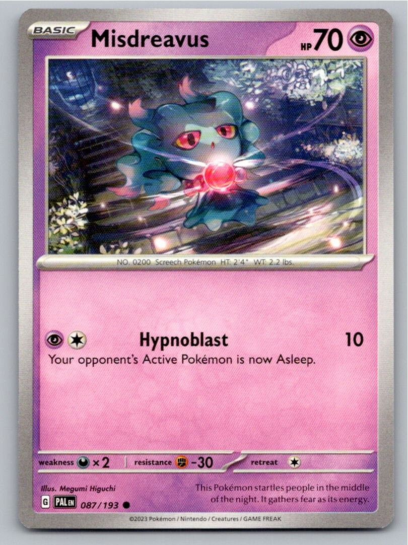 2023 POKEMON MISDREAVUS PALDEA EVOLVED 087/193 COMMON NM A38340 FREE S&H