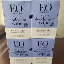 EO Deodorant Wipe French Lavender Refresh On The Go 4 Boxes(24 Towelettes Total)