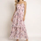 Chelsea & Violet Women’s Pink Ruffle Tiered Maxi Dress Size M Whimsical Fairy
