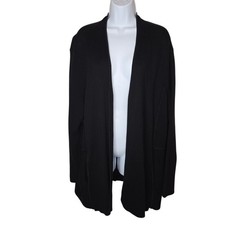 Talbots Woman's Plus 3X Black Flyaway Open Front Cardigan Cotton Rayon Blend