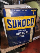VINTAGE~ EMPTY~ SUNOCO~ 2-GALLON  MOTOR OIL CAN Okay CONDITION! COOL CAN! Empty