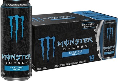 Monster Energy Electric Blue, Energy Drink, 16 Ounce Pack of 15