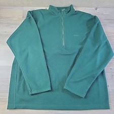 Vintage LL Bean Fleece 1/2 Zip Green Pullover Sweater Mens Large Made In USA