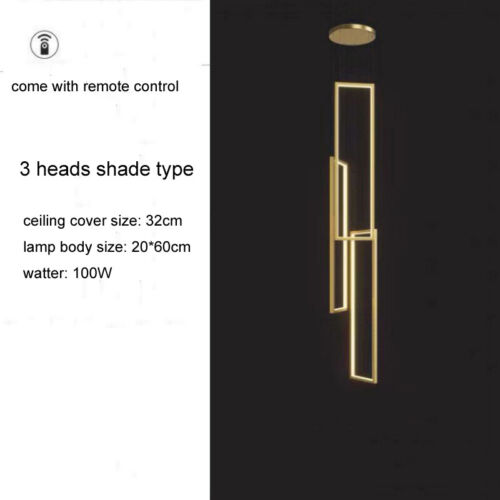 Stair Pendant Light Gold Home Lights LED Ceiling Lamp Hotel Chandelier Lighting - Picture 2 of 5
