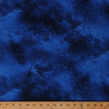 Cotton Stars Galaxy Night Sky Blue Cotton Fabric Print by the Yard D763.70