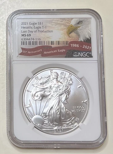 2021 American 1 oz .999 Silver Heraldic Eagle T-1 $1 NGC MS 69