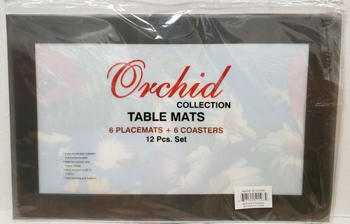 12 pc 3D Thin Plastic Set: 6 PLACEMATS & 6 COASTERS,BUTTERFLIES & FLOWERS,Mirtex - Picture 5 of 12