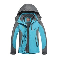Diamond Candy Women's Rain Jacket Hiking Hooded Windproof Sz Xl Blue Ow004