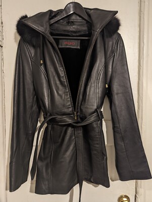 Ego Women's Black Leather Italian Lambskin Jacket Size Large