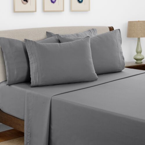 6 Piece Bed Sheet Set 1800 Series Microfiber Comfort Deep Pocket Hotel Bed Sheet - 第 1/111 張圖片