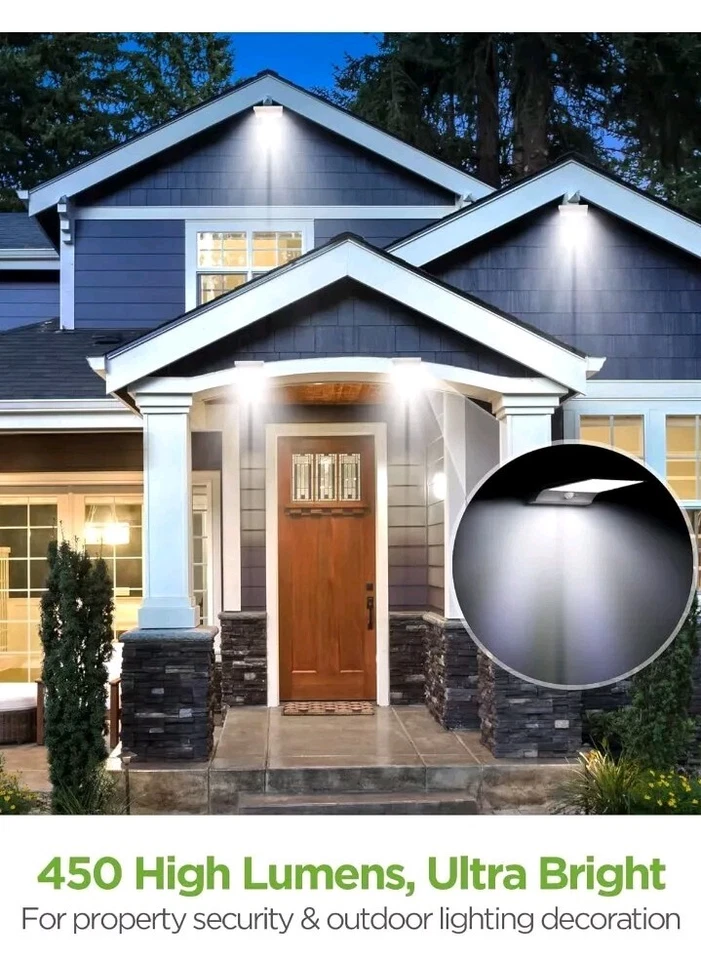 Led Street Solar Power Lights Wall Pole Outdoor New Waterproof Garden Fence Lamp - Image 2 of 4