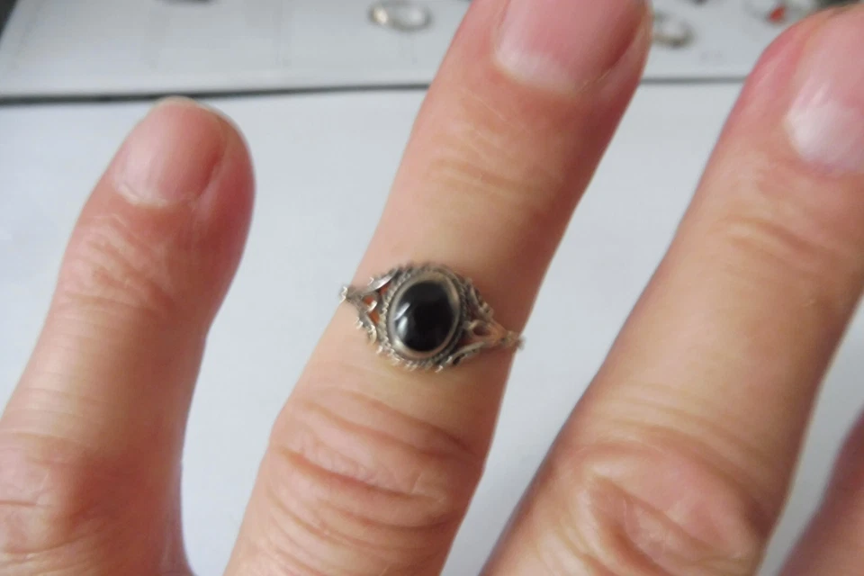 Bella Argento- Anello, 925 Argento Con Nero Onice - Immagine 4 di 4