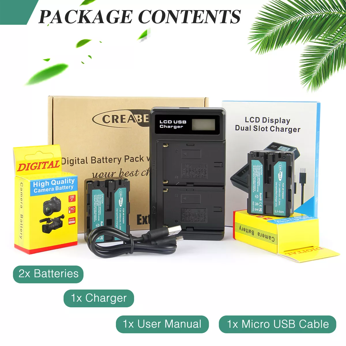 2x NP-FM500H 7.2V Battery + Charger For Sony Alpha DSLR/SLT.