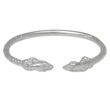 Praying Hands Ends West Indian Bangle .925 Sterling Silver (MADE IN USA)