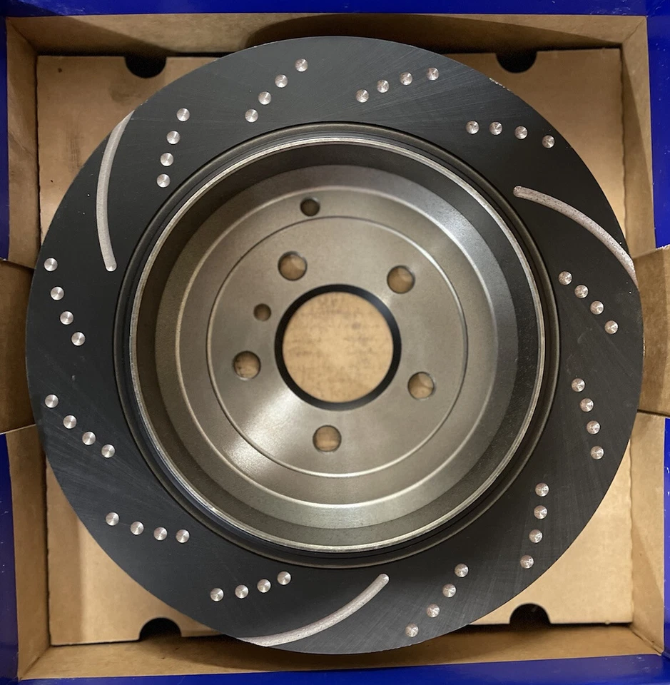 Black Disc Brake Rotor-EBC Series Sport Slotted Rear EBC Brake GD7400 Mercedes - Image 2 of 4