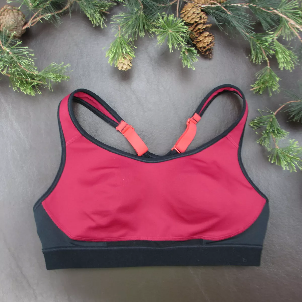 Champion Sports Bra Size M Red Wireless Padded Adjustable Clasp