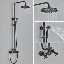 Oil Rubbed Bronze Shower Faucet Set 8" Rainfall Shower Head Combo System Kits