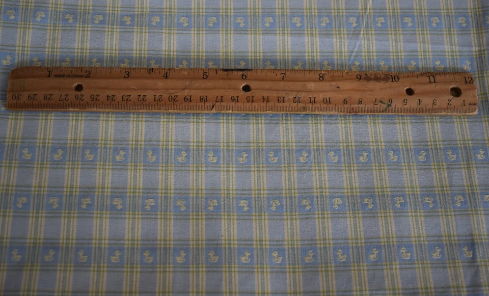 Vintage blue yellow plaid Duck Cotton Fabric baby Nursery  3 yards + x 60" - Image 2 of 3