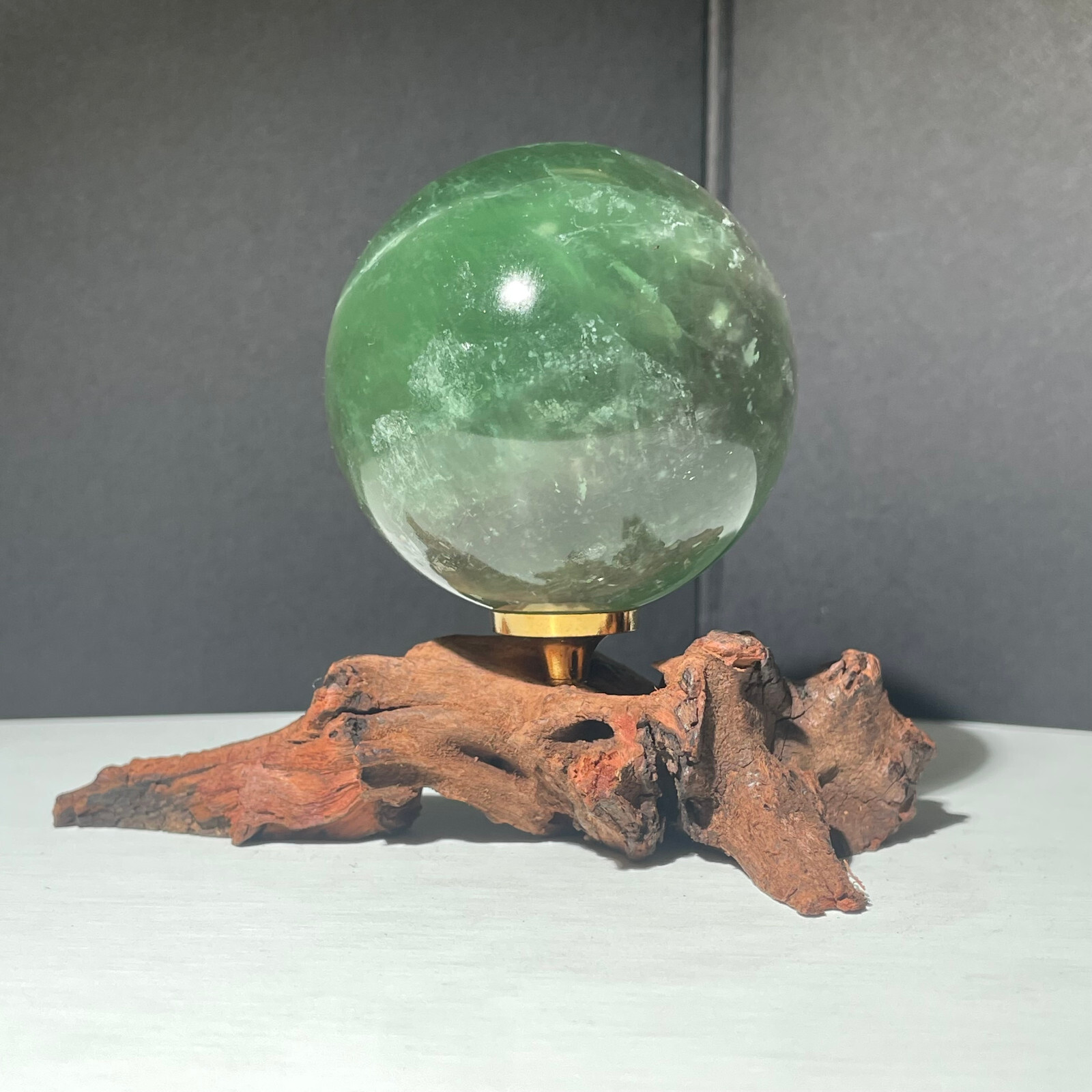 Natural Green Fluorite Sphere 301g Aura Crystal Ball for Energy Healing