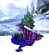 27" 3D Printed Dragon, Articulated Tri Color Imperial Dragon, Fidget Dragon Toy