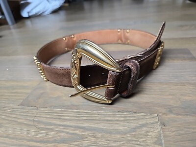 Brighton Leather Sz S 45308 Y2k VTG Belt Gold 1994 Designer  display picture 1