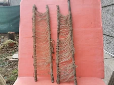 OLD PRIMITIVE HAND MADE WOODEN PARTS OF WEAVING LOOM INTERTWINE THREAD - 2 pcs