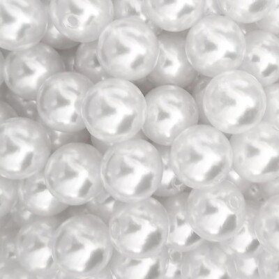 100Pcs 20mm White Pearl Beads, Big Size Loose Pearl Beads with Hole Faux Pear...