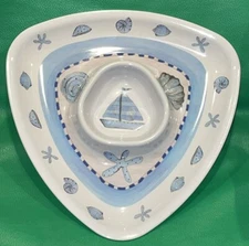 Nautical Beach Sailboat Sea Shell Melamine Chip Dip tray Jennifer Chien Design