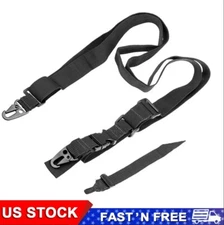 Tactical Quick Detach 3 Point Sling Rifle Gun Black Adjustable Strap & QD Mount