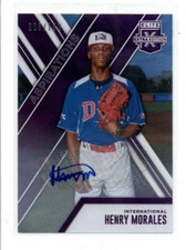 HENRY MORALES 2017 ELITE EXTRA ASPIRATIONS PURPLE ROOKIE AUTO #003/100 AH4987