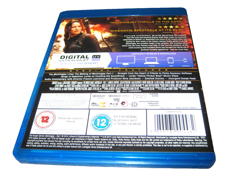 The Hunger Games: Mockingjay - Part 1 - Blu-Ray - VGC - Region B - Image 2 of 2