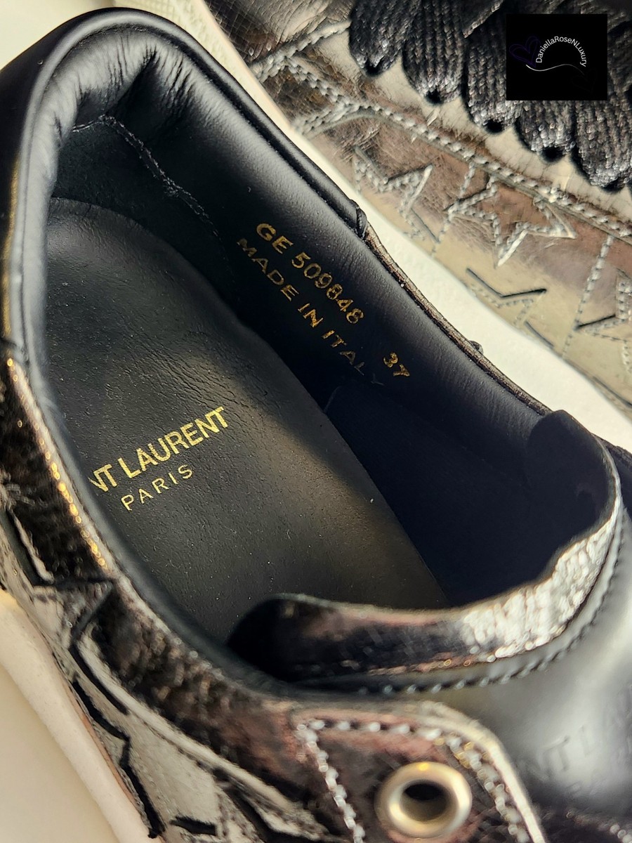 Yves Saint Laurent Lace Up Sneakers Black Gray Metallic 37 IT/ 7US