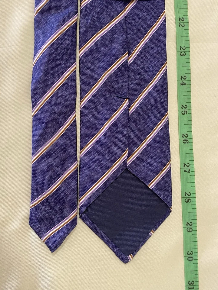 ATELIER F & B GENEVE made In France All Silk Blue Striped Men’s Tie - Image 4 of 4