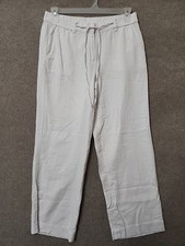Talbots Linen Blend Pants Womens 10 White Drawstring Relaxed Beach Vacation NEW