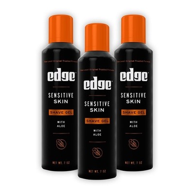 Edge Shaving Gel for Men, Sensitive Skin with Aloe, 7oz (3 Pack) - Shaving...