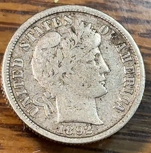 1892 Barber Dime Nice Original Very Fine CHRC