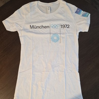 Bella+Canvas Munich 1972 Olympics T-Shirt White Blue Size M