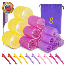 Self Grip Hair Roller Set,Hair Roller Set 18 Pcs,Hair Rollers with Hair Roller C