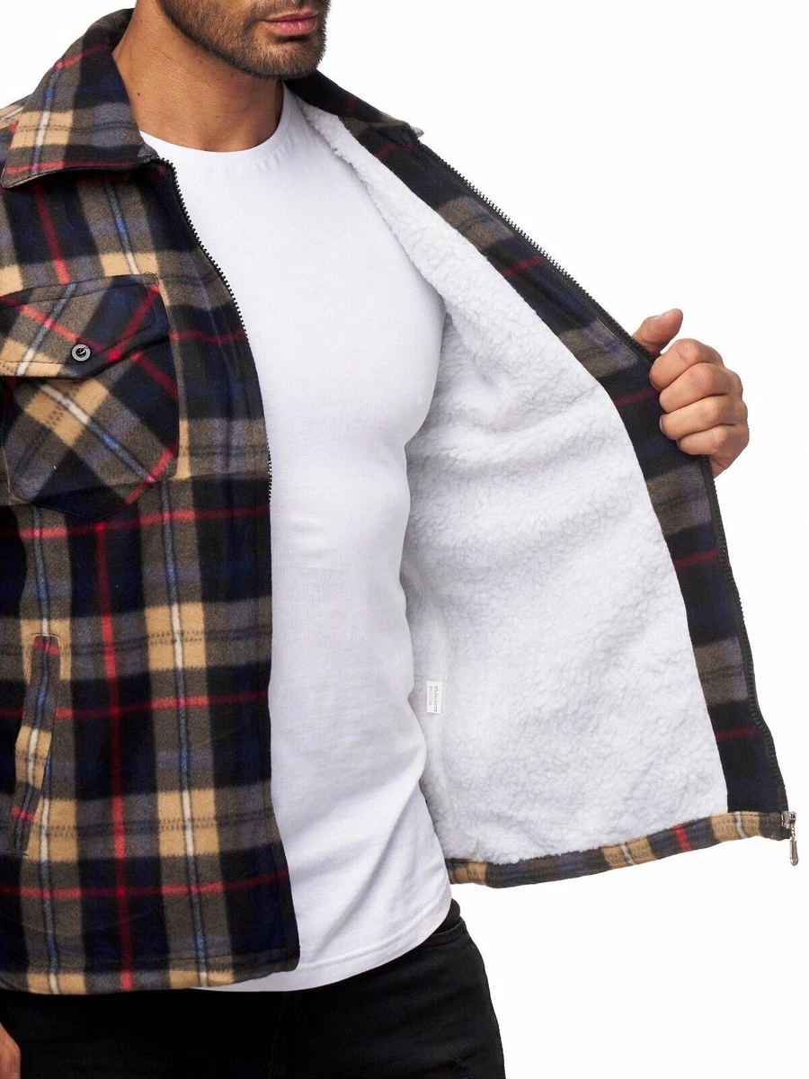 Gefütterte Winterjacke Herren Thermo-Holzfällerjacke - Gefütterte Teddy-Flanelljacke Mit Kapuze Für Winter Winterjacke Mit Kapuze