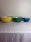 Lot of 3 Vintage Pyrex Primary Bowl Set #'s 401, 403, 404 Blue, Yellow, Green