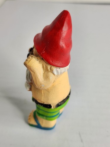 Vintage Miniature Beach Gnome Figurine 3” Red Hat Flip Flops Funny Garden Decor - Picture 3 of 8