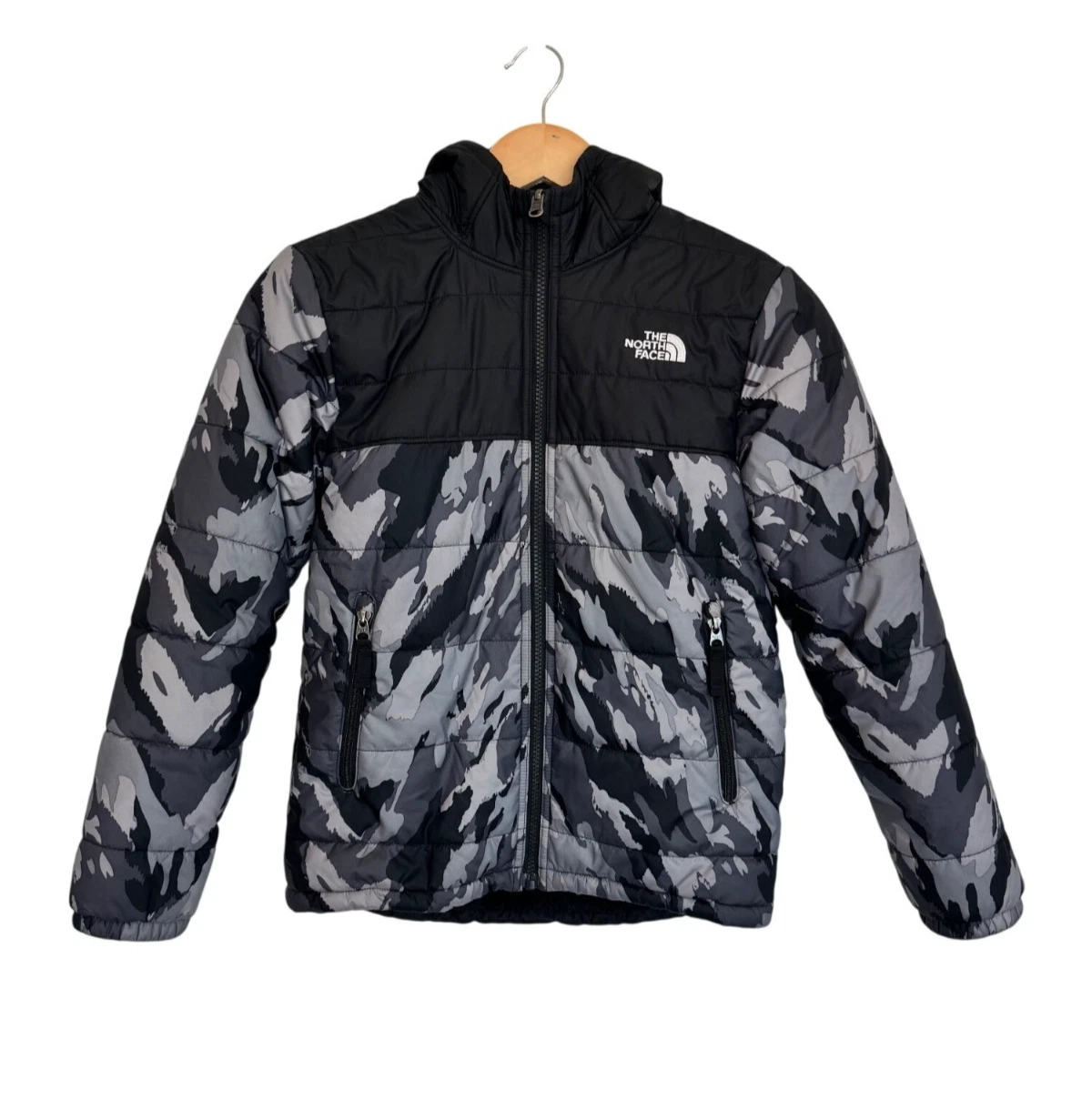 The North Face Kids Reversible Hooded Jacket Camo & Sherpa Black Size M