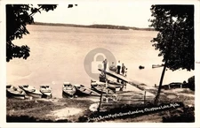 Chippewa Lake MI Michigan Dodge Bros Maple Grove Landing 1936 RPPC Postcard COPY