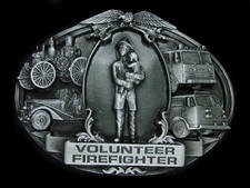 UA01150 NOS VINTAGE 1992 VOLUNTEER FIREFIGHTER COMMEMORATIVE BELT BUCKLE