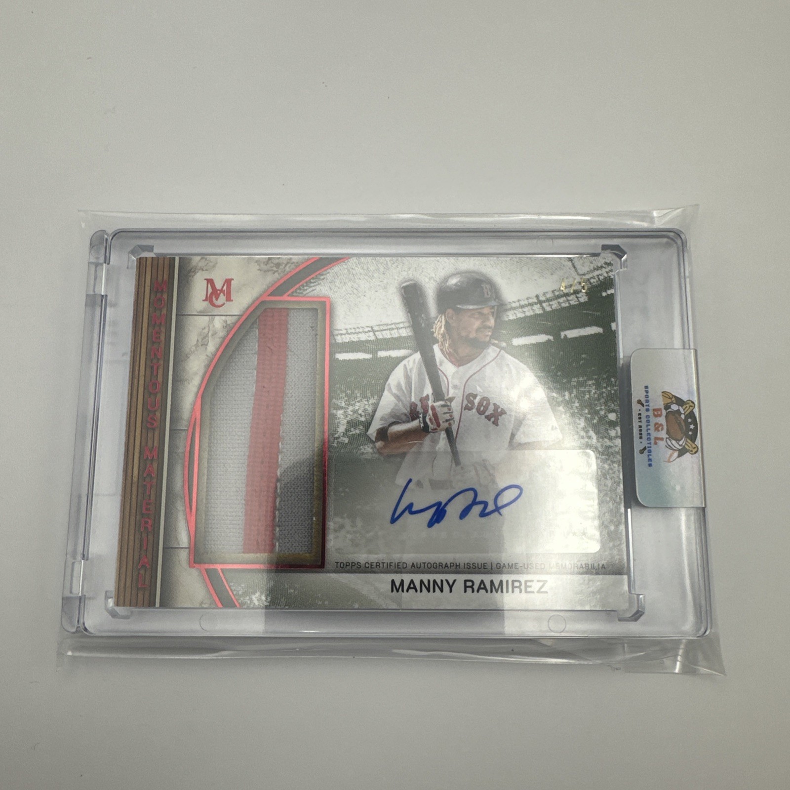 2025 Topps Museum Manny Ramirez Momentous Material Jumbo Patch Auto Ruby 4/5! 🔥 view 2