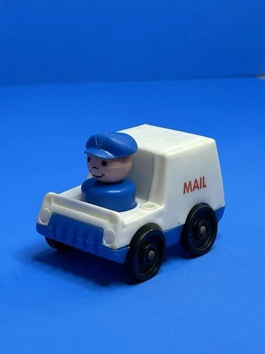 Mail Truck #997 Village & Blue Body Boy With Cap Vtg Fisher Price Little People