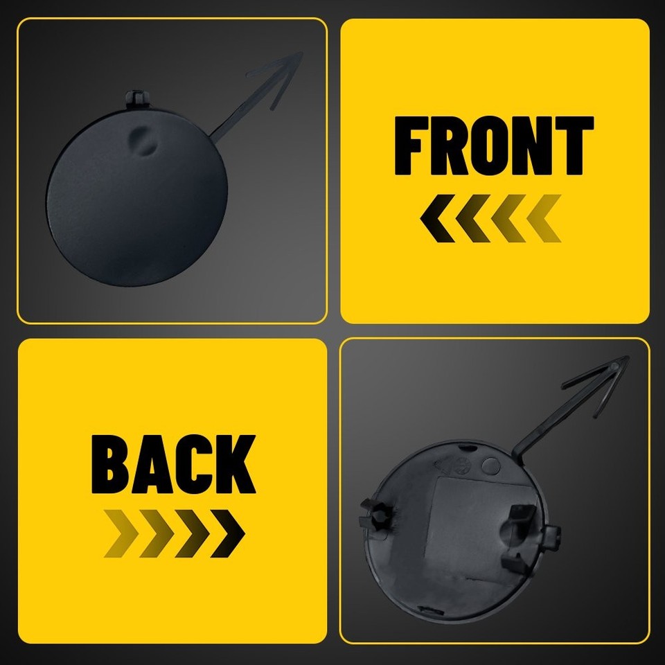 Front Bumper Tow Hook Cover Cap – Black Plastic, Fits Ford Explorer 2018-2019 (JB5Z17A900AB)
