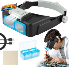 Headband Magnifier with Light Rechargeable Magnifying Glasses for Close Work