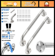 16 Inch Brushed Stainless Steel Grab Bars - 2 Pack, Knurled Safety Handrails
